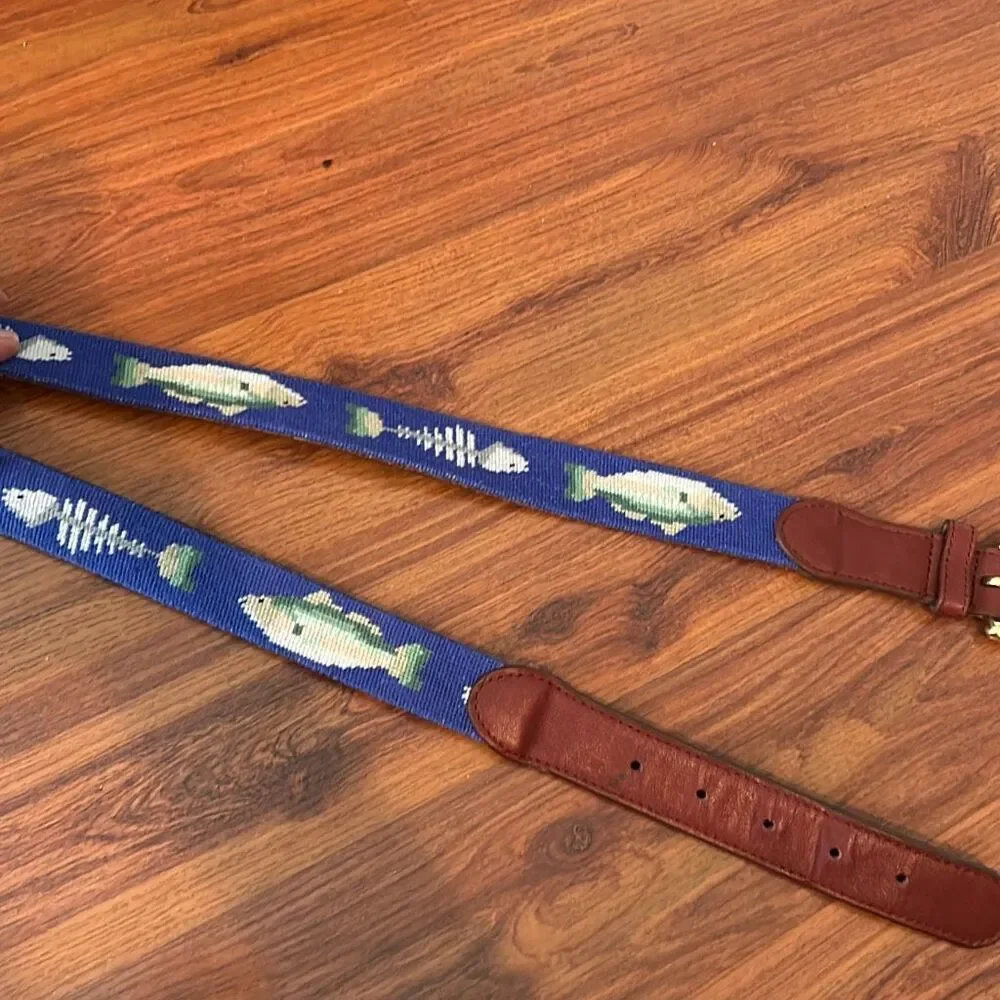 Tucker Blair needlepoint fish bonefish belt size 32